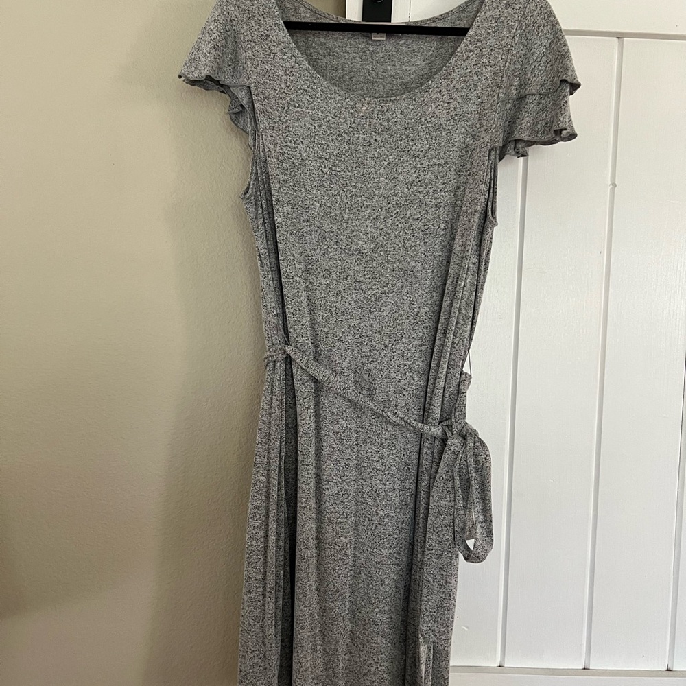 LOFT Heather Gray Midi Dress